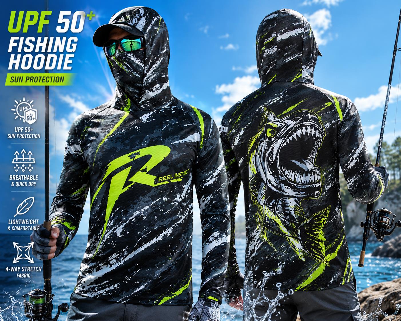 Мужская рыболовная рубашка с к – обзор и цена Fishing Hoodie