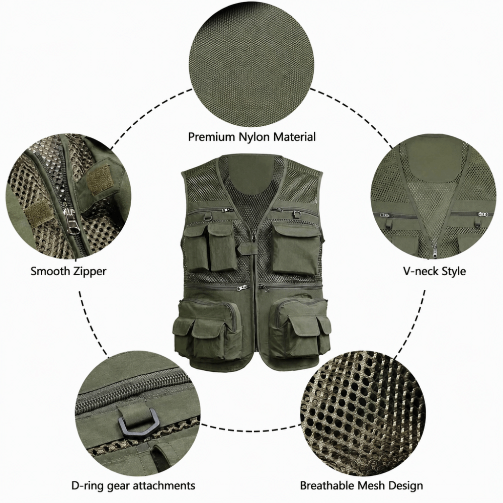Прочный рыболовный жилет с 16  – обзор и цена Fishing Vest